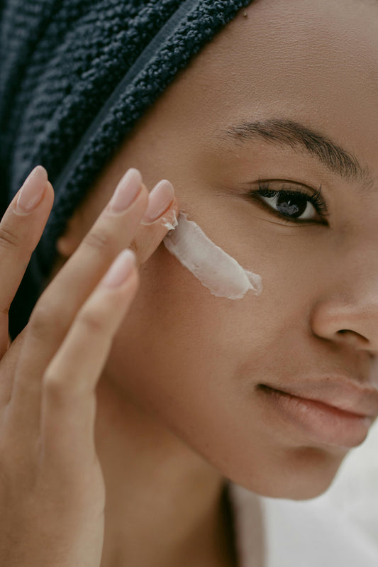 Moisturising cream on face